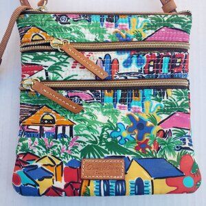 DOONEY & BOURKE  Sandbar Bright Colorful 3 Zip Cross Body Purse